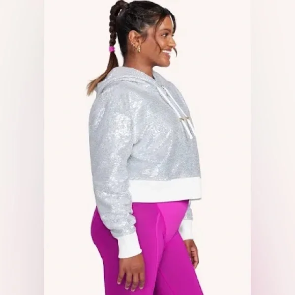 Brittany Allen X Peloton Sequin Cropped Hoodie - Picture 3 of 9